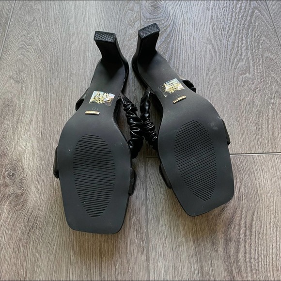 BILLINI OLINA BLACK SCRUNCHIE STYLE BLOCK SLIP ON HEELS MULES SHOES SIZE 10 NEW - Picture 5 of 5